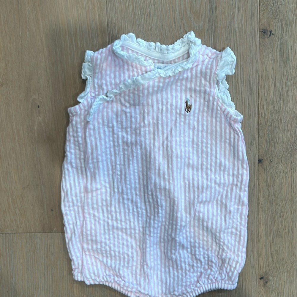 Ralph Lauren Baby Girl Seersucker Bubble Shortall